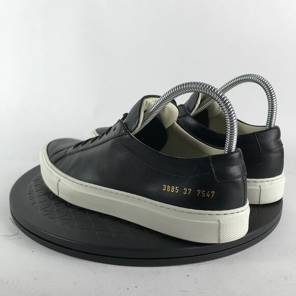 Common Projects Achilles Low Black/White Leather Shoes EU 37 Women’s Size 7 - Picture 7 of 11